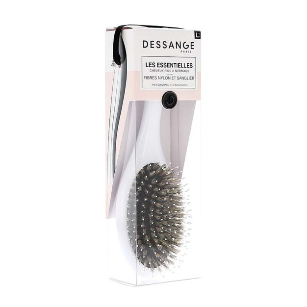 brosse à cheveux céramique démêlante nylon et sanglier blanche
