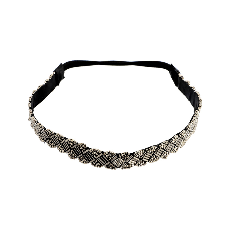 Bandeau à Cheveux Noir et Perles