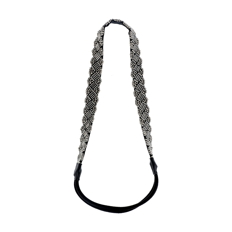 Bandeau à Cheveux Noir et Perles