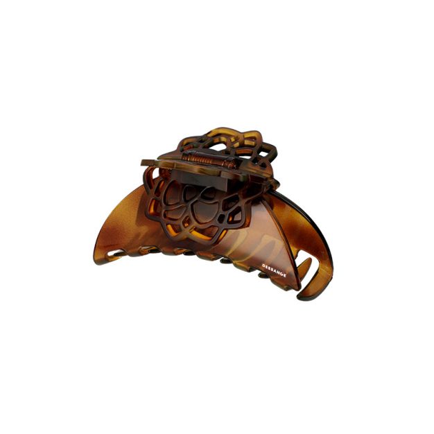 pince à cheveux fleur double dents écaille