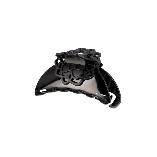 pince à cheveux fleur double dents noir