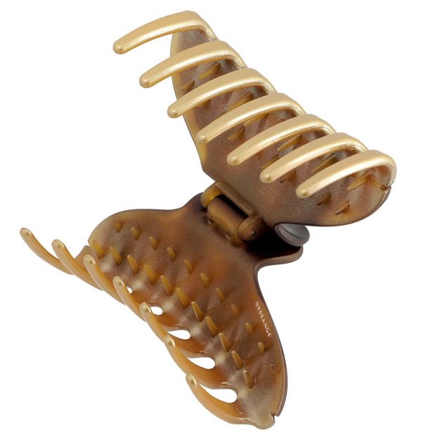 pince à cheveux double dents écaille et doré