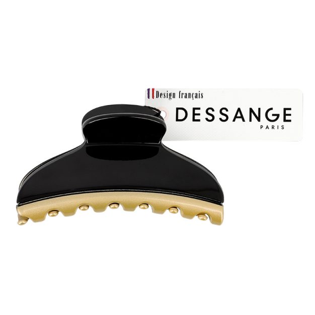 pince à cheveux double dents noir et doré