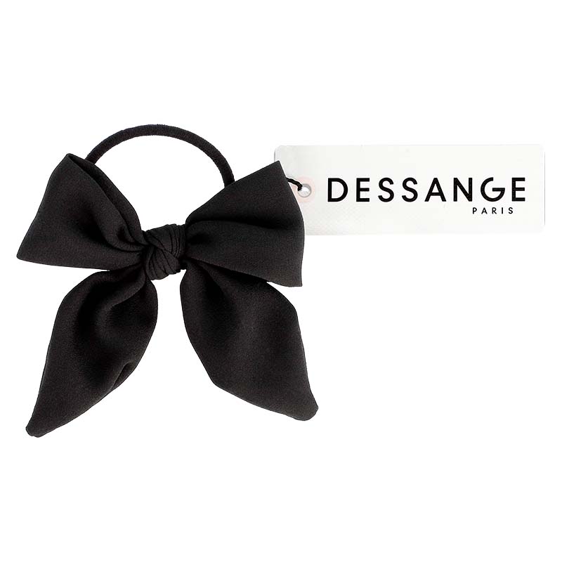 Élastique à Cheveux Noeud Satin Noir