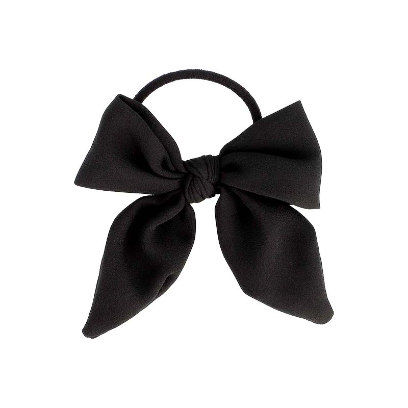 Élastique à Cheveux Noeud Satin Noir